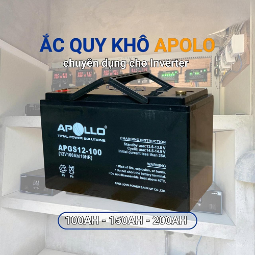 ACQUY KHÔ APOLLO 12V-200AH CHUYÊN DỤNG CHO INVERTER