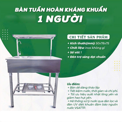 BÀN TINH CHẾ YẾN - BÀN TUẦN HOÀN KHÁNG KHUẨN 1 NGƯỜI