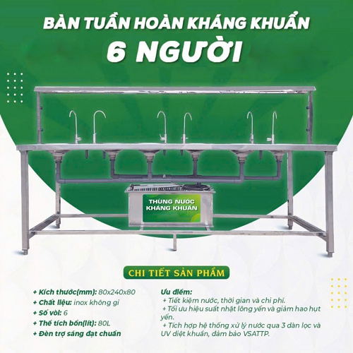 BÀN TINH CHẾ YẾN - BÀN TUẦN HOÀN KHÁNG KHUẨN 6 NGƯỜI