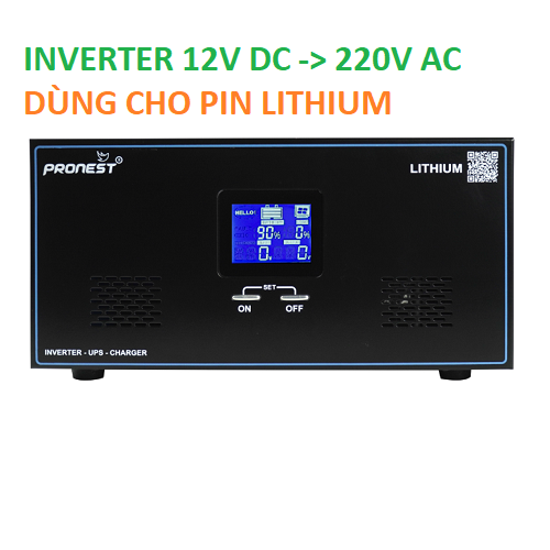 Inverter chuyển điện 12V-220V tự động Pronest Pin Lithium 100Ah-1000VA- 650W